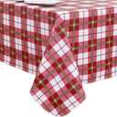Walrus Heavy Duty Vinyl Tablecloth with Flannel Backing Waterproof Oil-Proof Plastic Table Cloth Stain-Resistant Wipeable Rectangle or Square Table Cover for Indoor and Outdoor (Lattice,52x70 Inch)