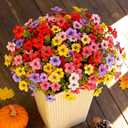 Artificial Flowers for Outdoor,12 Bundles Silk Fake Flowers,UV Resistant Realistic Plastic Faux Plants,No Fade Colorful Daisy for Porch,Patio,Garden,Window Box(6 Multicolor)
