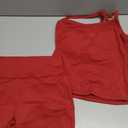 SUUKSESS Women 2 Piece Workout Sets High Waisted Tummy Control Biker Shorts Halter Padded Tank Tops (Red, S)