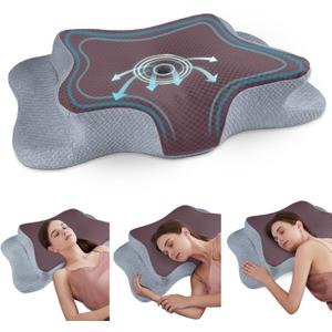 Cervical Neck Pillow for Pain Relief Sleeping, Contour Memory Foam Pillows, Ergonomic Side Sleeper Pillows for Adults, Cooling Orthopedic Neck Support Pillow for Back Stomach Sleepers