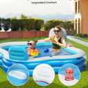 QPAU Inflatable Swimming Pool with 2 Seats and Backrests, 80" L x 80" W x 27" D Large Full-Sized Family Pools for Kids and Adults for Backyard, Garden, Outdoors, Clear Blue
