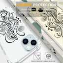 Compatible for iPhone 15 Cases with Design, Cute Transparent Phone Case for Women Girls Girly with Heavy Duty Protective Bumper (Clear Black Musical Notes)