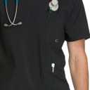 Cherokee Infinity Mens V-Neck Scrub Top Modern Fit, 3 Pockets, Rib-Knit Back Panels, Moisture-Wicking 360 Stretch CK900A (Black, XXL)