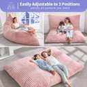 Hobestluk 3 in 1 Bean Bag Chair Giant Bean Bag Chairs Convertible Bean Bag Floor Cushion with Machine Washable Cover, Beanbag Chairs for Adult (Pink)