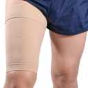 Thigh Compression Sleeves (Pair), Unisex, Hamstring Compression Sleeve for Quad & Groin Pain Relief & Recovery, Thigh Brace & Wrap Great for Running Sports & Injury, Upper Leg Sleeves Beige 3XL