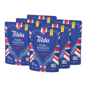 Tilda Ready to Heat Pure Basmati Rice, Convenient Microwaveable Rice, 8.5 Ounce Pouch (Pack of 6), BBD: 09/2024