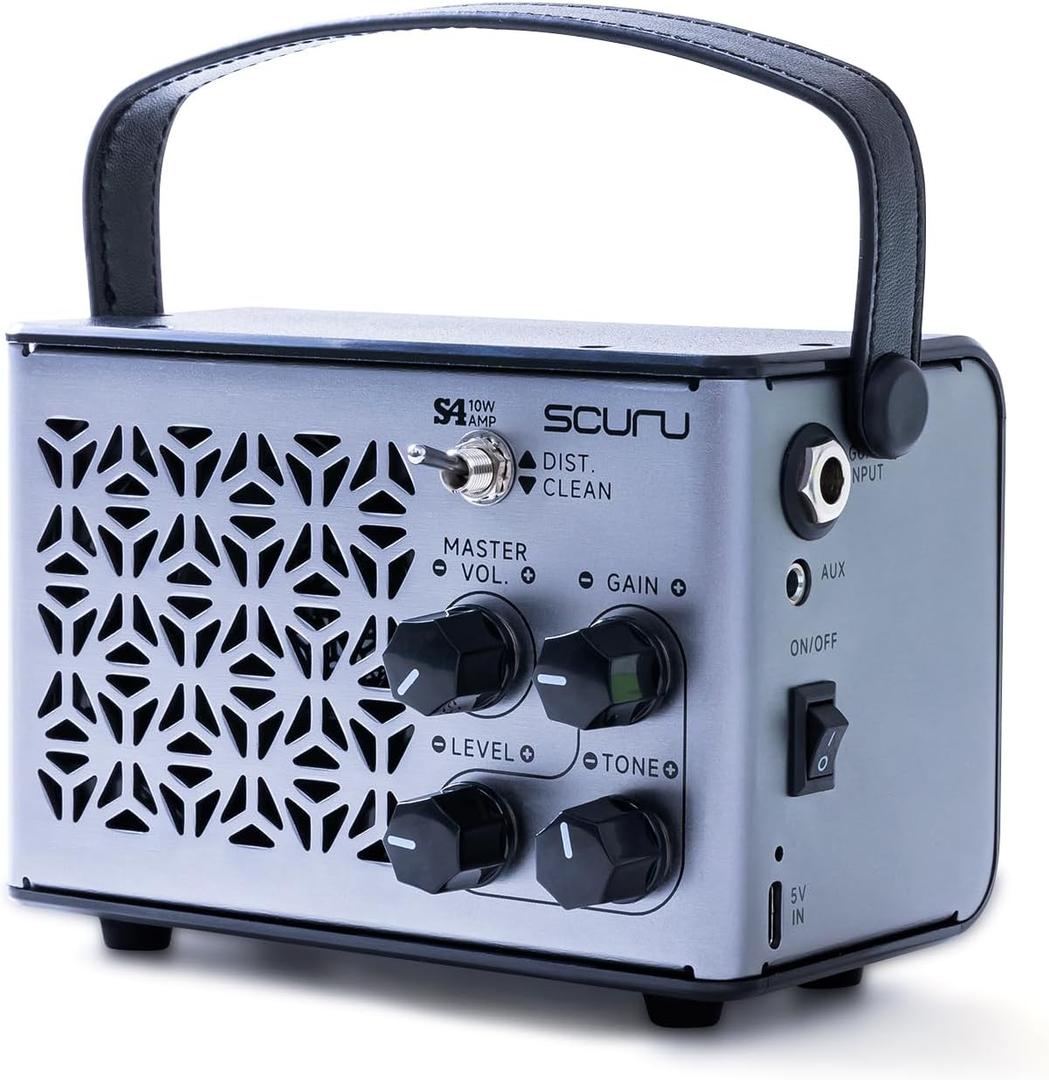 Caline Portable Guitar Amp,10W Mini Guitar Amplifier,Distortion,Clean Practice Amps for Electric Guita,Rechargeable Amp with Aux,Buletooth
