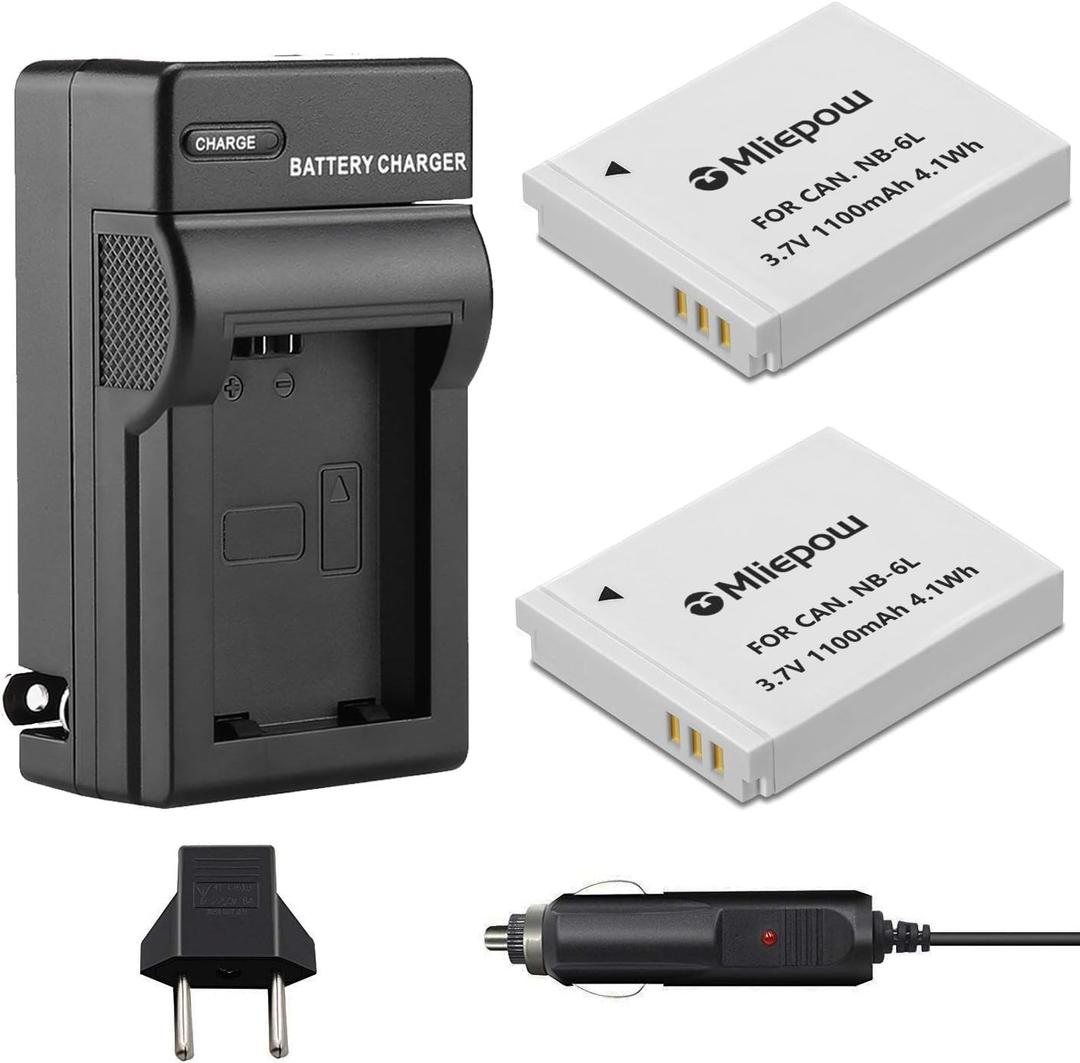 2 Pack NB-6L/NB-6LH Battery and Charger kit Compatible with Canon PowerShot SX540 HS, SX530 HS, SX520 HS, SX510 HS, SX500 HS, SX170 is,SX700 HS, SX710 HS,SX610 HS, SX600 HS, S120, D30, S90
