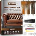 Brown Leather Repair Kit for Furniture, Leather Couch Repair Kit for Car Interior, Sofa, Car Seats and Purse with Super Easy Instructions, Restores Faux, Artificial, Genuine Pleather
