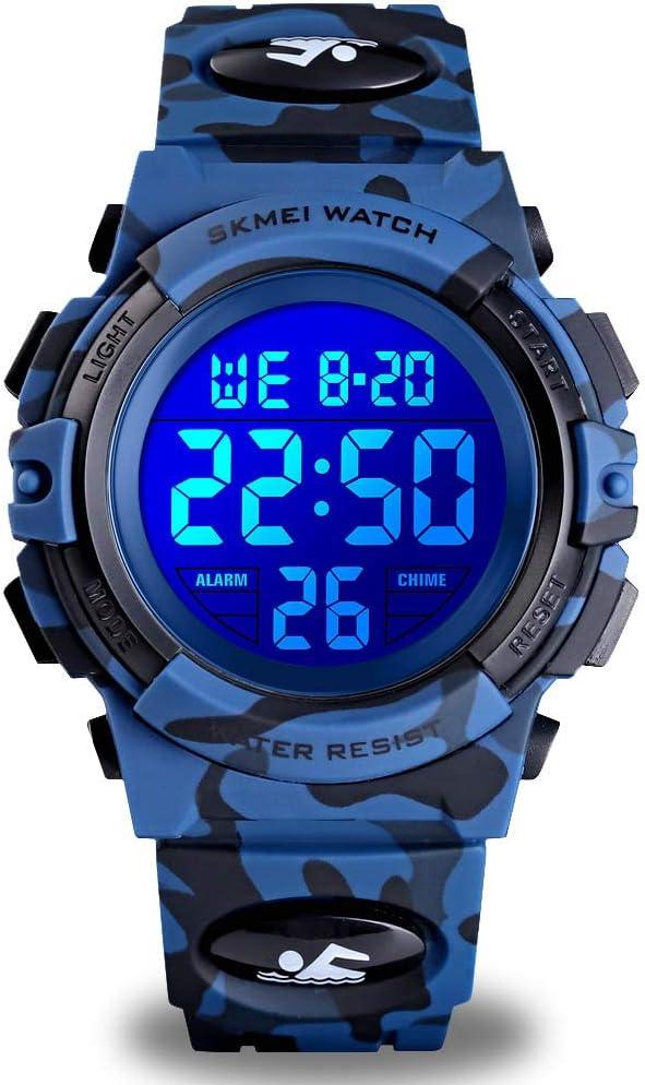 cofuo Kids Digital Watch for Boys Girls, Boys Watches Ages 3-17,Sport Outdoor Watch for Kid, 50M Waterproof Analog Multifunctional Chronograph LED Alarm Stopwatch Silicone Band, Kids Gift