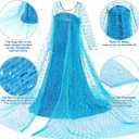 G.C Girls Princess Costume Dress Up Clothes with Long Cape Toddler Wig Crown Wand Halloween Cosplay, 110(3-4 Years)