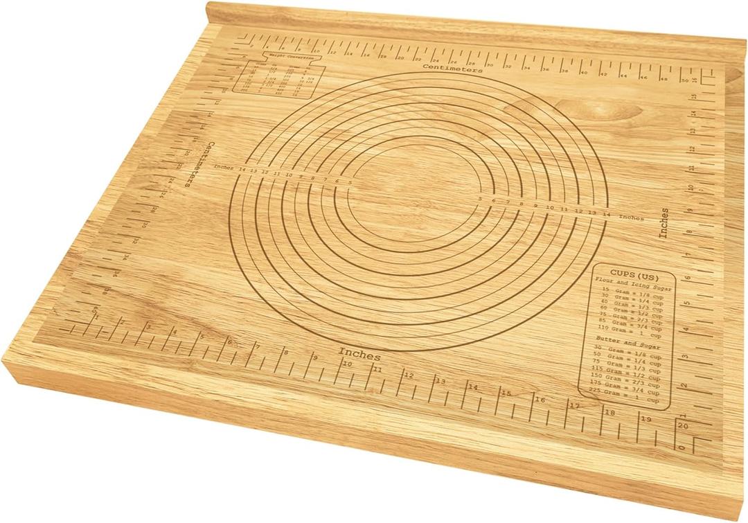 Montex Pastry Board with Measurement 23.5 x 19.5", Kneading Board Wood, Pastry Baking Board with Counter Lip