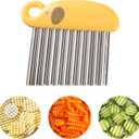 2 x Crinkle Cutter & French Fry Cutter  Effortless Stainless Steel Wavy Slicer, Ergonomic Handle Vegetable Chopper, Fun Waffle Fry Potato Cutter, Cute Elephant Shaped Fruit Veggie Cutting Tool