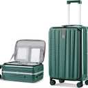 Hanke 26 Inch Large Checked Luggage PC Hard Shell Luggage Top Opening Travel Luggage Suitcases with Wheels for Woman Men.(Dark Green)