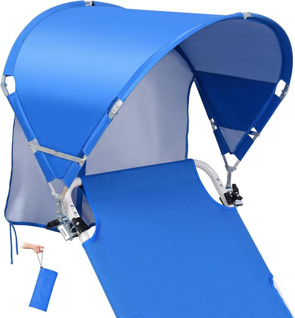Universal Wind-Resistant Chair Umbrella Canopy, Foldable Portable UPF 50+ Sun Shade Attachment with Adjustable Clamp, Fits Most Beach, Camping, Lawn, Sports, Tanning, Zero Gravity Chairs & Wheelchairs