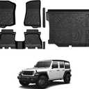 Floor Mats for Jeep Wrangler JL Gas 2018-2025 2026, All Weather Floor Mats Trunk Cargo Liner and Door Sill Guards Accessories (Fit 4-Door Unlimitied)