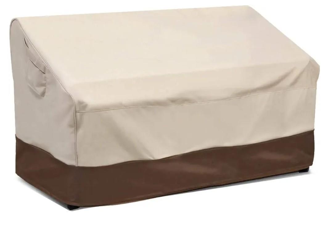 Vailge 2-Seater Heavy Duty Patio Bench Loveseat Cover, 100% Waterproof Outdoor Sofa Cover, Lawn Patio Furniture Covers with Air Vent, Small(Standard), Beige & Brown