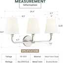 Bathroom Light Fixtures, Brushed Nickel Vanity Lights with Flared White Fabric Shade, 3 Light Wall Sconce, Modern Sconces Wall Lighting for Hallway Bedroom, VL837-BN-3