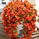 2 x Bougainvillea Artificial Flowers Plants for Outdoors Outside Fall Autumn Decor, 2 pcs Faux Silk Long Trailing Vines UV Resistant Look Real Orange Fake Flowers for Front Door Porch Planter Urn Patio