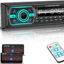 Car Stereo Bluetooth Single Din Radio, Car Audio with Push to Talk Assistant, Hands-Free Calling, FM/AUX/SD, Dual USB, 7 LED Colors, LCD & iOS/Android App Control for Cars, Boats & RVs (Black)