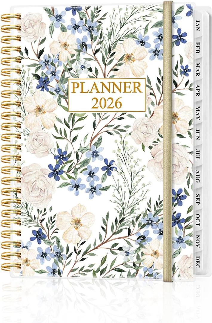 Planner 2026 - Weekly & Monthly Planner from January 2026 to December 2026, Agenda 2026 with Inner Pocket, Elastic Band, 6.4" x 8.5", Crushed Flower