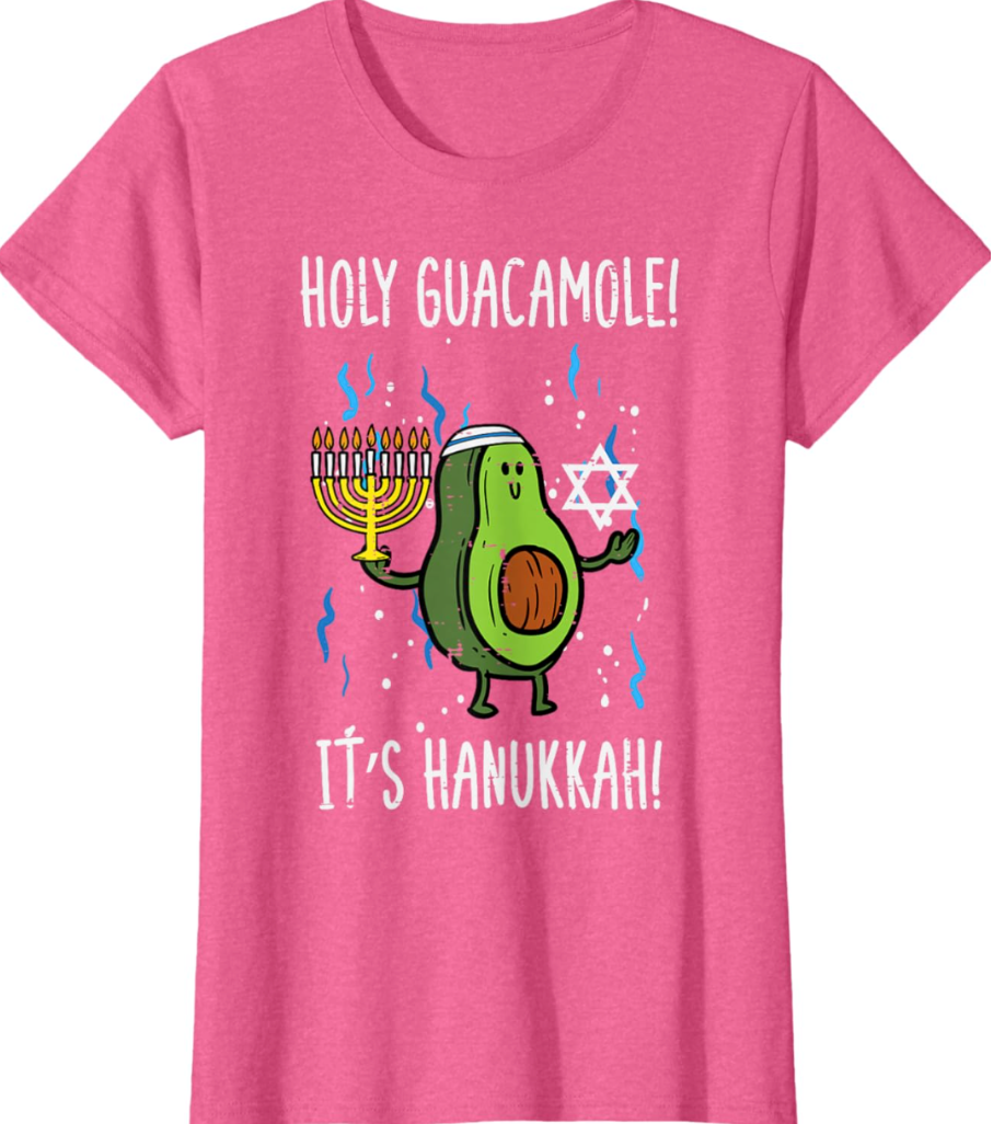 Holy Guacamole Hanukkah Avocado Chanukah Jew Men Women Kids T-Shirt, Pink, Women, 3XL
