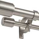 Double Curtain Rods Brushed Nickel, Double Drapery Rod 36-72 Inch, Heavy Duty 1 Inch Front and 5/8 Inch Diameter Back Adjustable Dual Curtain Rod with Cap Finials