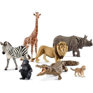 Schleich Wild Life - 7 PC Safari Animals Figurines Set with Lion, Giraffe, Zebra, Monkey, Rhino, Cheetah Cub Toys - Realistic Animal Figures Playset for Boys and Girls Ages 3+ - 77587