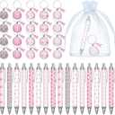Breast Cancer Awareness Favors Gifts Pink Ribbon Keychains and Pens Bulk with Clear Gift Bags