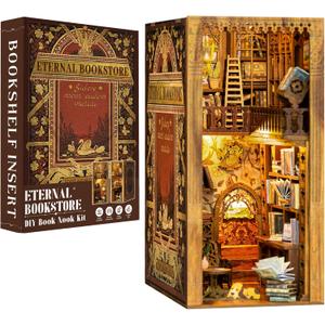 CUTEBEE Book Nook Kit - DIY Miniature House Eternal Bookstore Dollhouse for Adults, Booknook Tiny House Bookshelf Decor 3D Wooden Puzzle, Gifts for Family, Friends (Eternal Bookstore)