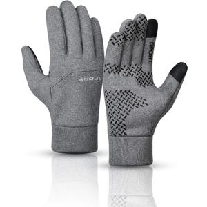 Winter Gloves for Men Women Touch Screen Gloves Cold Weather Warm Driving Running Gloves (Grey)