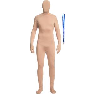 Full Bodysuit Include Zipper Helper Unisex Spandex Stretch Adult Costume Zentai Disappearing Man Body Suit (Medium, Nude)