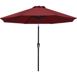 ABCCANOPY 9FT Outdoor Patio Umbrella, 8 Ribs Table Umbrella w/Crank for Easy Set Up, Suitable for Garden, Lawn, Deck & Backyard (Burgundy)