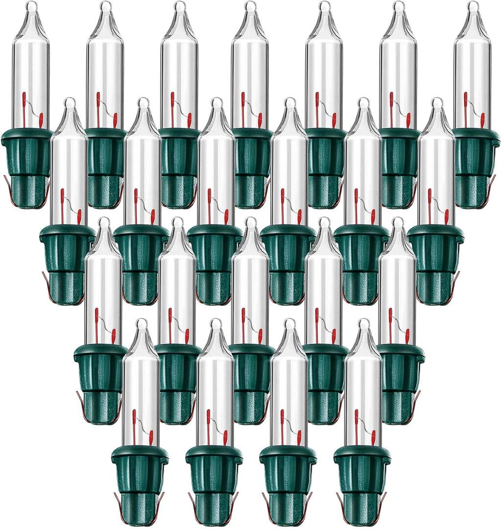 Mudder 500 Pieces 2.5V Replacement Winter Party Light Bulbs 50/100/150/200 Count Mini Incandescent Wire String Light Replacement Bulbs for Home Decoration(Green Base with Warm White Bulb)