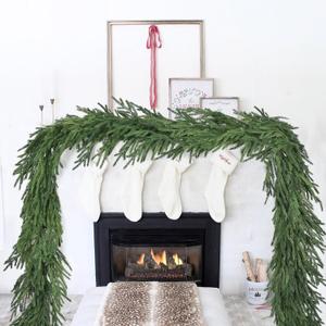 Christmas Norfolk Pine Garland Clearance- 6ft Artificial Greenery Garlands Norfolk Pine Leaves Real Touch Garland for Christmas Holiday Mantle Fireplace Table Home Decor (6 feet)