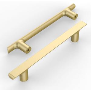 Amerdeco 10 Pack Brushed Gold Cabinet Pulls 5 Inch(128MM) Hole Centers Gold Kitchen Cabinet Handles Cabinet Hardware Kitchen Handles for Cabinets Cupboard Handles Drawer Pulls ZH0028-