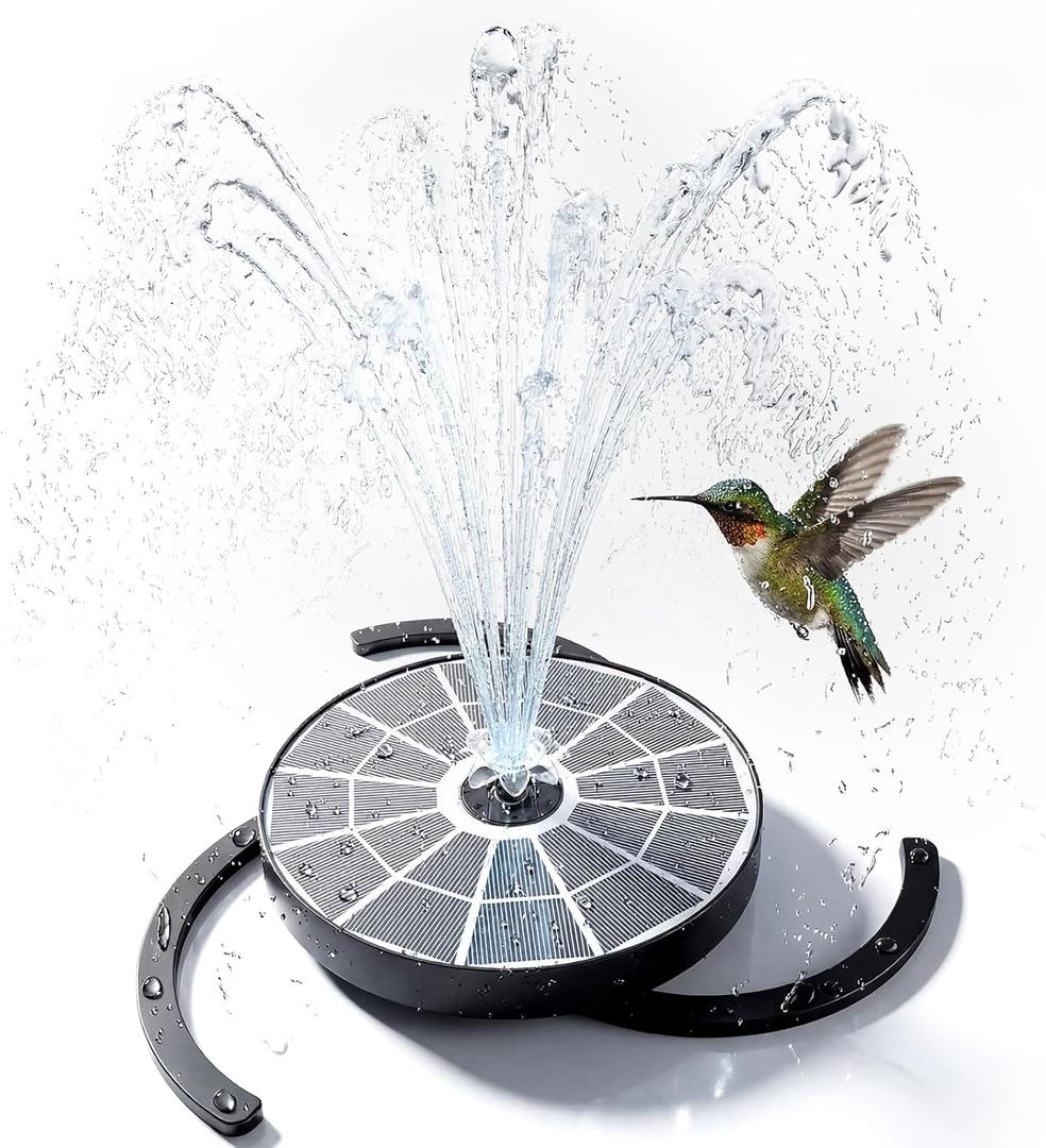 AISITIN 3.7W Solar Bird Bath Fountains, Solar Water Fountain Pump with Upgraded 6.3" Glass Panel, Integrated Bracket & Storage Design for Garden, Pond, Aquarium and Outdoor Use