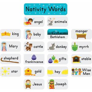 Nativity Word Wall Bulletin Board Set, 21 Pieces