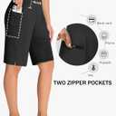 MIVEI Women's 11" Long Swim Board Shorts - High Waisted Quick Dry Beach Swimming Shorts with Zipper Pocket Liner UPF50+ (Black, XXL)