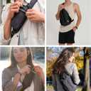 WATERFLY Crossbody Sling Backpack Sling Bag Travel Hiking Chest Bag Daypack (Black)