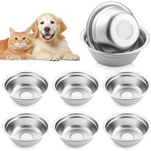 Metal Dog Bowls Stainless Steel 8 PCS Small Pet Food and Water Bowls for Dogs & Cats, Rust-Resistant, Easy to Clean, Dishwasher Safe