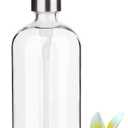 17 Ounce/ 500 ML Clear Glass Soap Dispenser with Stainless Steel Pump Refillable Liquid Hand Soap Dispenser Lotion Round Bottle Container for Kitchen, Bathroom, 1 Pack (Transparent)