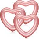Zhanmai 3 Pcs Inflatable Heart Pool Float 47.3 x 39.4 Inch Swim Heart Shaped Pool Rings for Adults Water Floatie Summer Swimming Tube for Beach Bachelorette Party (Rose Gold)