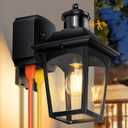 Porch Lights with GFCI Outlet, Motion Sensor Outdoor Lights, Dusk to Dawn Exterior Light Fixture, 3 Lighting Modes Waterproof Aluminum Black Outside Wall Sconce for House, Front Door, Garage (1 Pack)