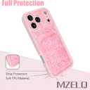 MZELQ Compatible with iPhone 17 Pro Max Case 2025 Silicone Card Holder, Cute Pattern Rose Flower Floral Cover for Girls Women -Pink