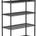 Folews 5 Tier Storage Shelves with Wheels - Adjustable Wire Shelving Unit Metal Shelves for Storage Rolling Utility Shelf Organizer Rack for Kitchen Garage Pantry Closet Laundry(14D x 36W x 75H)