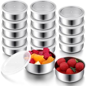 16Pack 9 oz Stainless Steel Container Stainless Steel Snack Containers with Lids Metal Food Storage Containers Leak Proof Metal Lunch Box