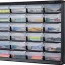 Amazon Basics 24-Drawer Plastic Storage Organizer with Dividers for Office/Craft/Tools, Wall Mountable, Sturdy, 6.3 x 21.3 x 15.8 inch, Black
