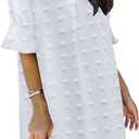 QACOHU Summer Dresses for Women V Neck Ruffle Short Sleeve Casual Shift Dress (Medium, D3-swiss Dot White)