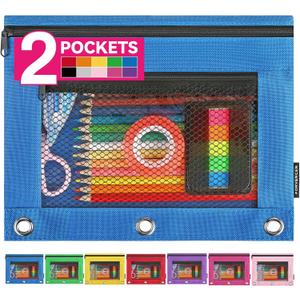 Forvencer Adorable Zipper Pencil Pouch, Cute Zippe Pouch for 3 Ring Binder, Sturdy Binder Pouch with Smooth Zippers, Perfect for Students & Back to School, Portable Pencil Bag, Azure Blue